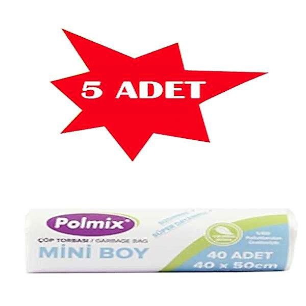 Çöp Torbası Polmix Mini 70 Gram 40X50 Çift Kat Şeffaf 5 Paket