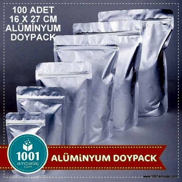 16X27 Cm Alüminyum 100 Adet Kilitli Doypack Torba 500 Gr /04/