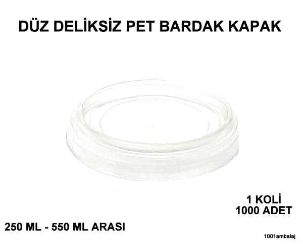 Bardak Kapağı Düz Deliksiz Plastik Şeffaf 8 Oz - 18 Oz Arasi /95 Çap / 1 Koli 1000 Adet