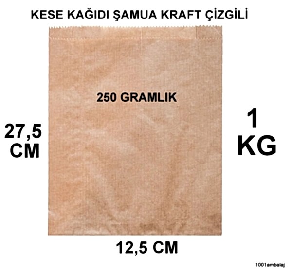 Kese Kağıdı Çizgili Şamua Kraft 250 Gramlık 12,5X27,5 Cm 1 Kilo