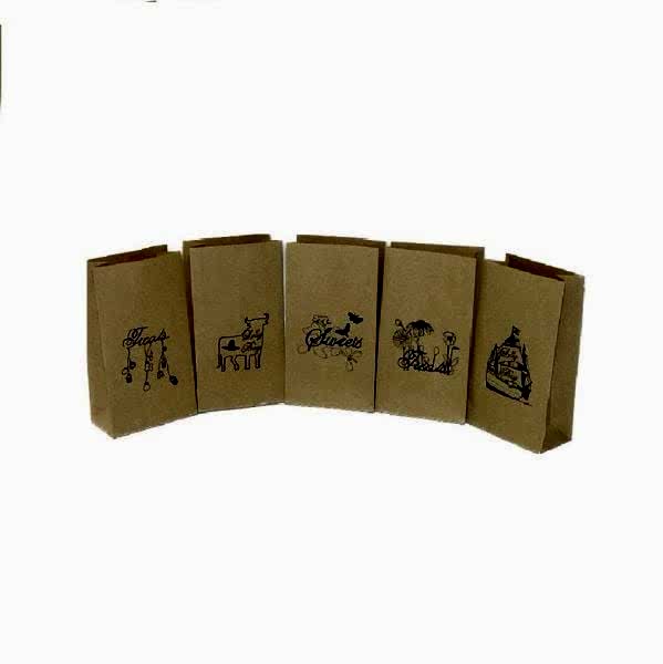 İki Taraf İki Renk Baskılı 12,5X8X25 Cm Kese Kağıdı Fast Food Menu Servis Paket Torbası Kraft Renk