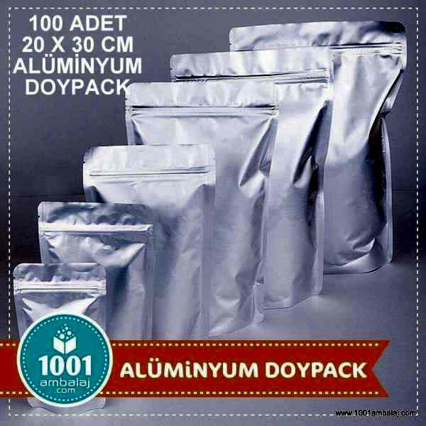20X30 Cm Alüminyum 100 Adet Kilitli Doypack Torba 1000 Gr /06/