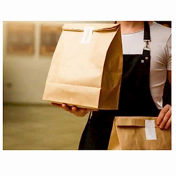 İki Taraf İki Renk Baskılı 12,5X8X25 Cm Kese Kağıdı Fast Food Menu Servis Paket Torbası Kraft Renk