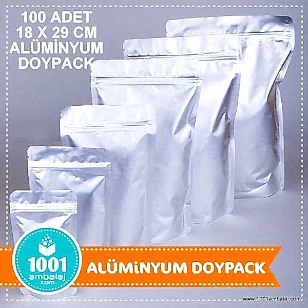 18X29 Cm Alüminyum 100 Adet Kilitli Doypack Torba 750 Gr /05/