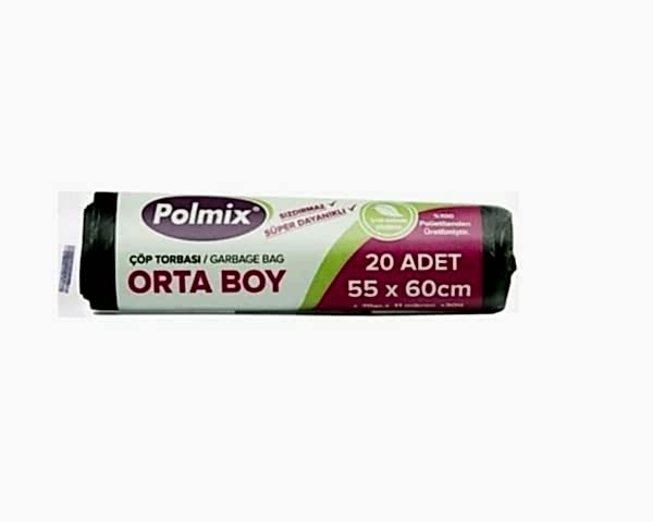 Çöp Torbası Polmix Orta Boy 70 Gram 55X60 Siyah 1 Paket