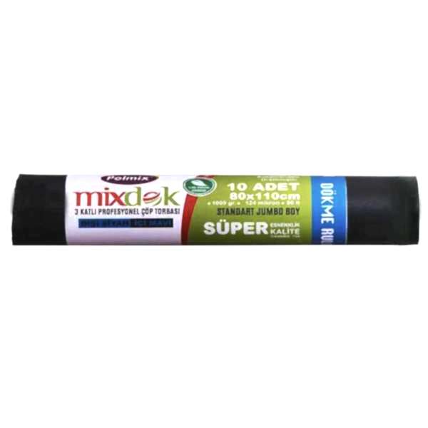 Çöp Torbası Polmix Profesyonel 80X110 Üç Katli Diş Siyah 1 Adet