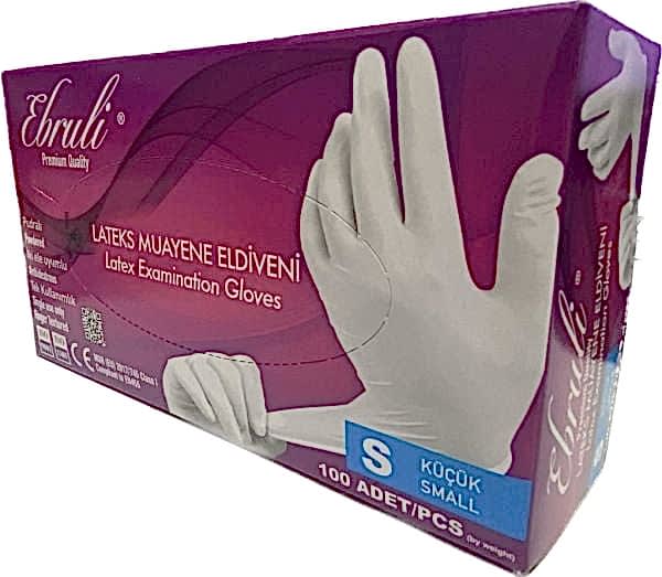 Eldiven Ebruli Pudralı Latex Küçük Boy Beyaz Eldiven 1 Paket