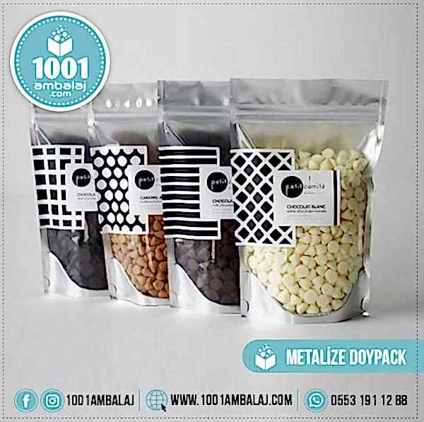 13X22,5 Cm 1 Baskılı Ön Şeffaf Arka Metalize Renkli Tek Taraf Tek Renk Doypack Torba 250 Gr /55/