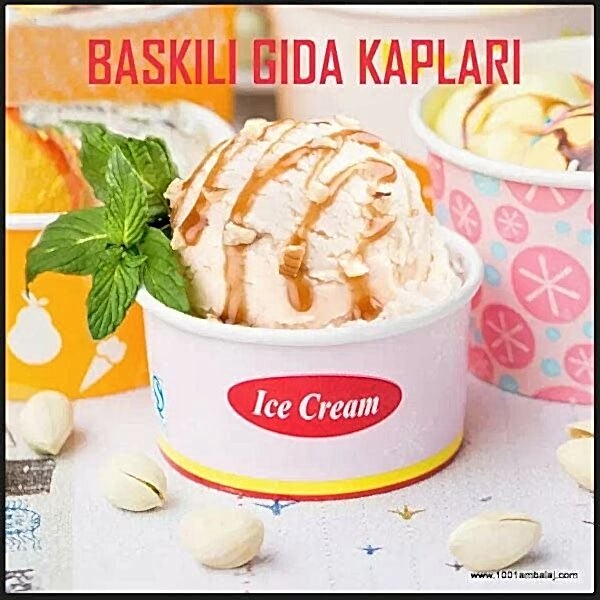 Dijital Baskılı 300 Cc Karton Dondurma kabı Beyaz