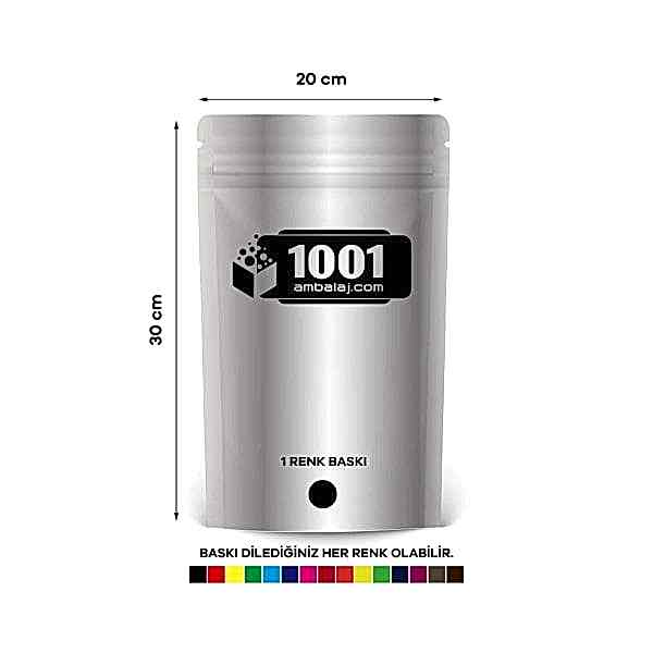 20X30 Cm 1 Baskılı Alüminyum Renkli Tek Taraf Tek Renk Doypack Torba 1000 Gr /06/