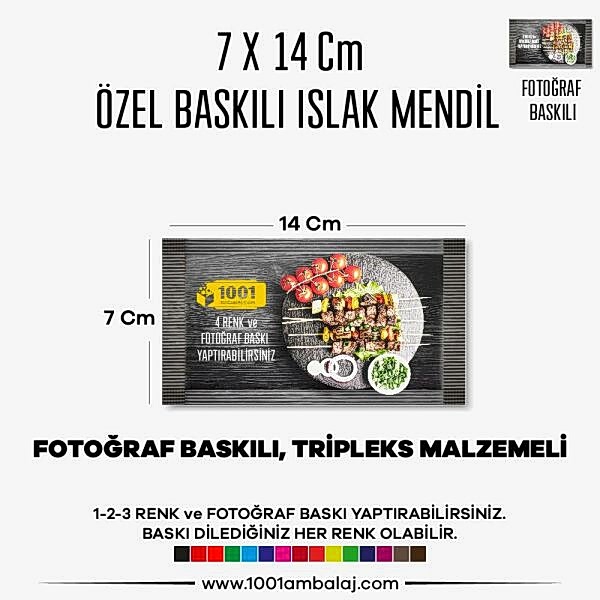 7X14 Cm 1-2-3 Renk Ve Fotoğraf Baskılı İslak Mendil Beyaz (Tripleks Malzeme)