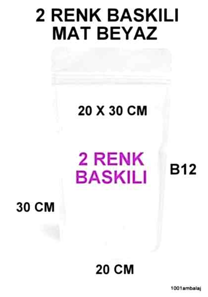20X30 Cm 2 Baskılı Mat Beyaz Renkli Tek Taraf İki Renk Doypack Torba 1000 Gr /19/