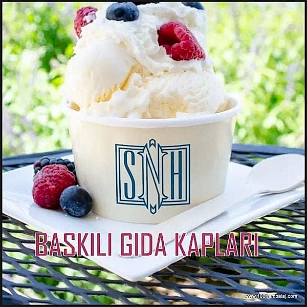 Dijital Baskılı 200 Cc Karton Dondurma kabı Beyaz