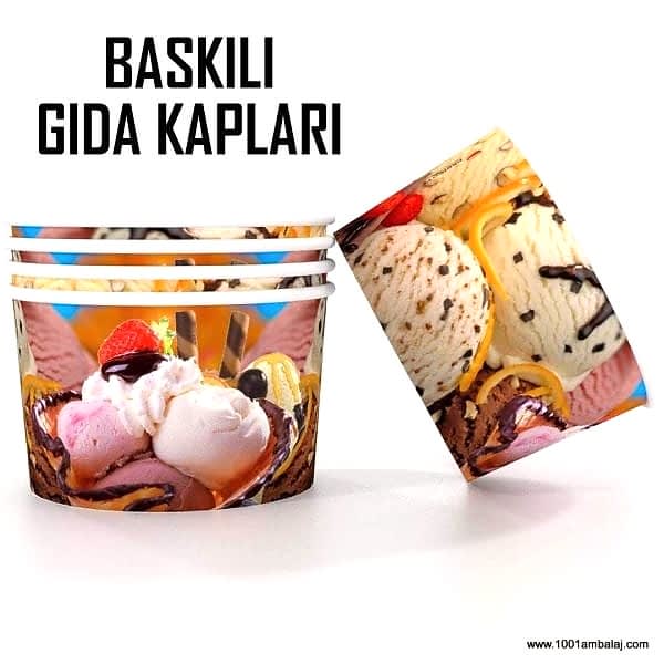 Dijital Baskılı 200 Cc Karton Dondurma kabı Beyaz