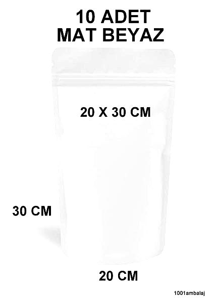 20X30 Cm Mat Beyaz Renkli ** 10 Adet ** Kilitli Doypack Torba 1000 Gr /19/