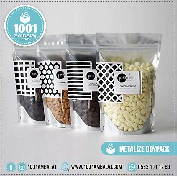 13X22,5 Cm 3 Baskılı Ön Şeffaf Arka Metalize Renkli Tek Taraf Üç Renk Doypack Torba 250 Gr /55/