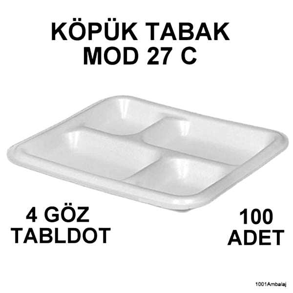 Köpük Tabak Mod 27 C 4 Göz Tabldot 100 Adet