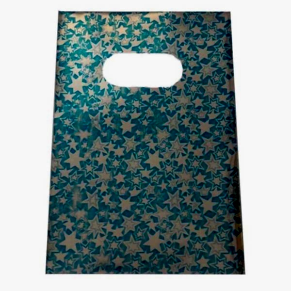 Hediyelik Mini Poşet 10X15 Cm Metalik Yildiz Desenli 50 Adet