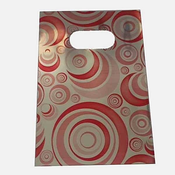 Hediyelik Mini Poşet 10X15 Cm Metalik Halka Desenli 50 Adet