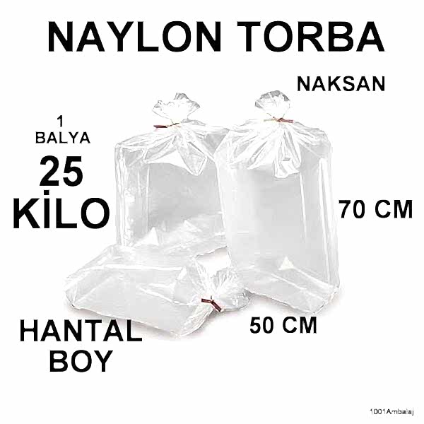 Naylon Torba 50X70 Cm Bakkaliye Torbası 25 Kilo 1 Balya Naksan