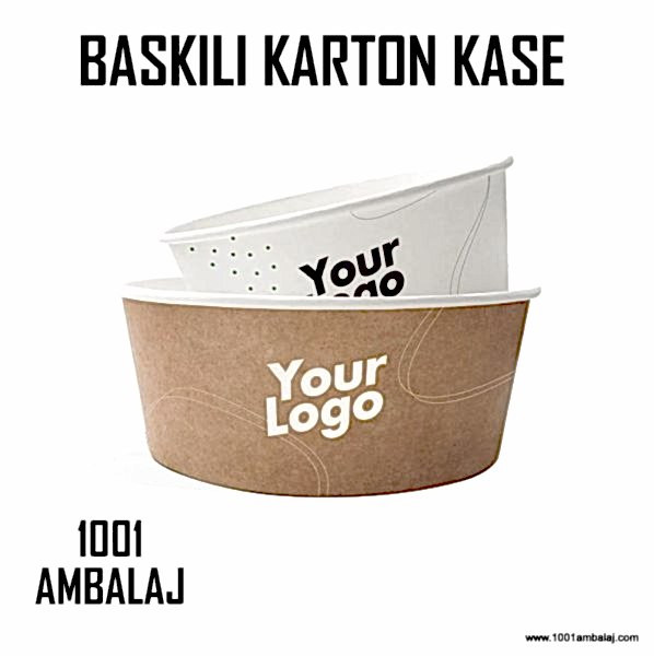 Dijital Baskılı 750 Cc Karton Salata kabı Kraft