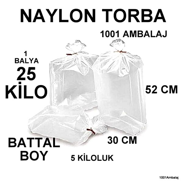 Naylon Torba 30X52 Cm (5 Kiloluk) Bakkaliye Torbası 25 Kilo 1 Balya 1001 Ambalaj