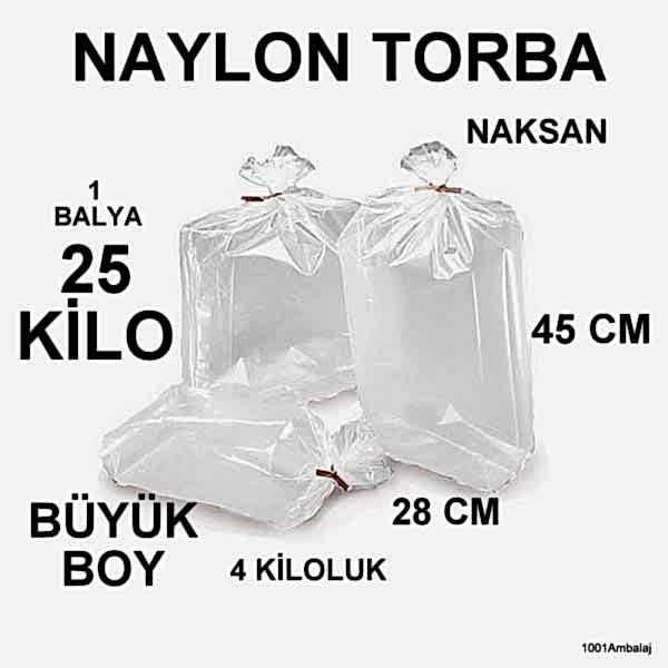 Naylon Torba 28X45 Cm (4 Kiloluk) Bakkaliye Torbası 25 Kilo 1 Balya Naksan