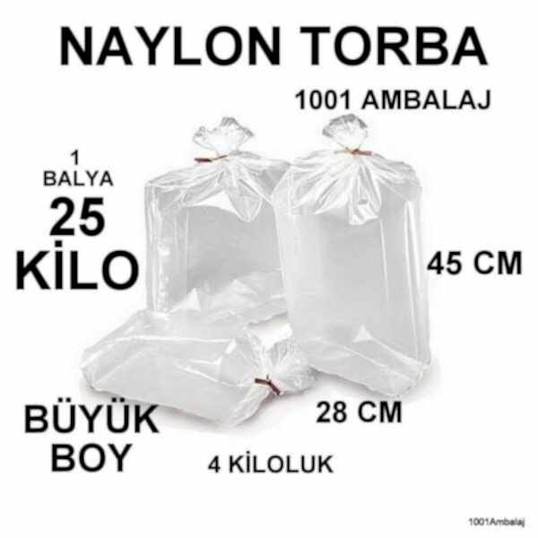 Naylon Torba 28X45 Cm (4 Kiloluk) Bakkaliye Torbası 25 Kilo 1 Balya 1001 Ambalaj