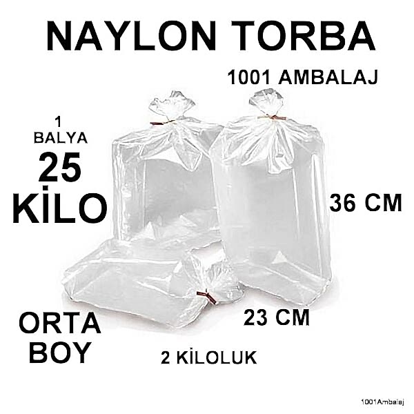 Naylon Torba 23X36 Cm (2 Kiloluk) Bakkaliye Torbası 25 Kilo 1 Balya 1001 Ambalaj