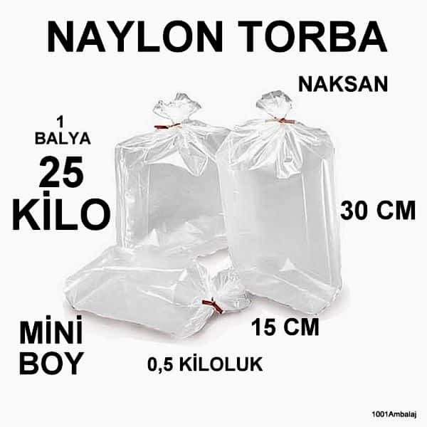 Naylon Torba 15X30 Cm (500 Gramlik) Bakkaliye Torbası 25 Kilo 1 Balya Naksan