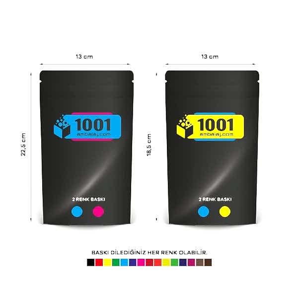13X22,5 Cm 4 Baskılı Siyah Renkli İki Taraf İki Renk Doypack Torba 250 Gr /63/