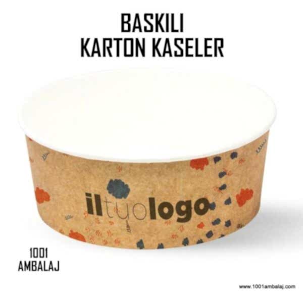 Dijital Baskılı 750 Cc Karton Salata kabı Beyaz