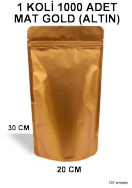 20X30 Cm Mat Gold (Altın Renkli) (1 Koli 1000 Adet) Kilitli Doypack Torba 1000 Gr /28/
