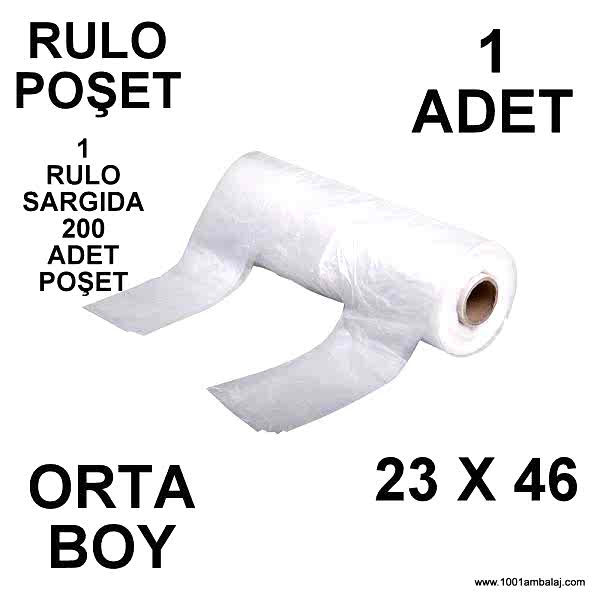 Rulo Poşet Orta Boy 23X46 Cm 1 Rulo Sargıda 200 Adet Poşet