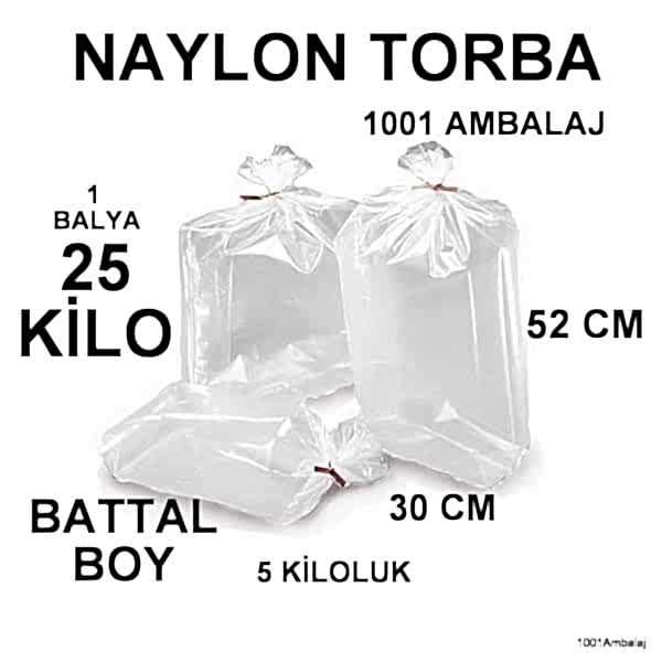 Naylon Torba 30X52 Cm (5 Kiloluk) Bakkaliye Torbası 25 Kilo 1 Balya