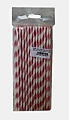 kağıt Pipet 6 Mm 19,5 Cm Boy 25 Li Paket Pembe Beyaz 1 Paket