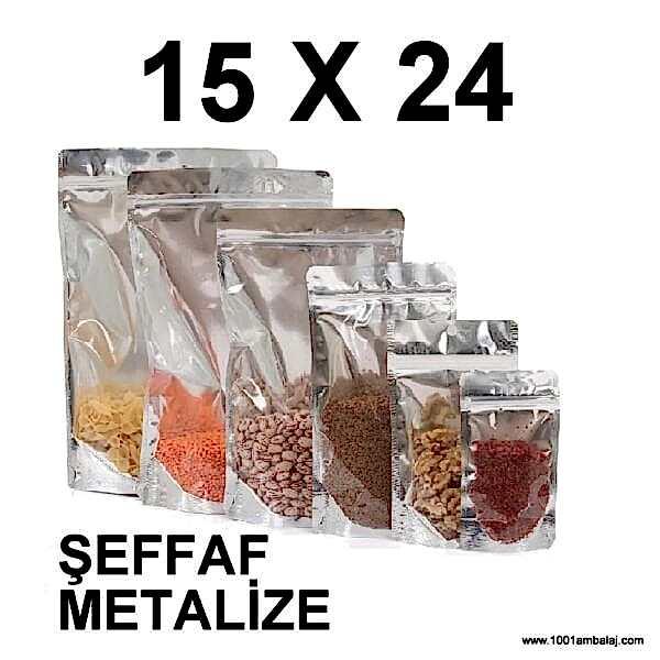 15X24 Cm Şeffaf Metalize Renk Doypack Torba /57/
