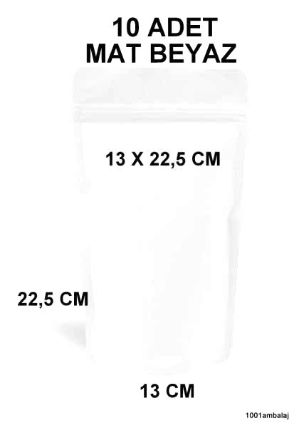 13X22,5 Cm Mat Beyaz Renkli ** 10 Adet ** Kilitli Doypack Torba 250 Gr /17/
