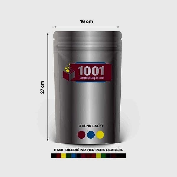 16X27 Cm 3 Baskılı Alüminyum Renkli Tek Taraf Üç Renk Doypack Torba 500 Gr /04/