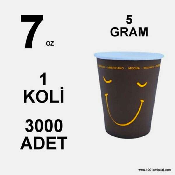 7 Oz Karton Bardak  5 Gram 1 Koli (3000 Adet) Tek Kat Duvarlı Desenli Sıcak Soğuk