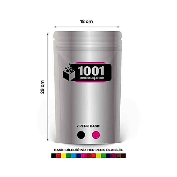 16X27 Cm 2 Baskılı Alüminyum Renkli Tek Taraf İki Renk Doypack Torba 500 Gr /04/