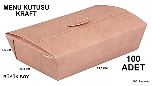 Menu Kutusu Karton Fast Food Menu Kutusu Kraft Büyük Boy 100 Adet