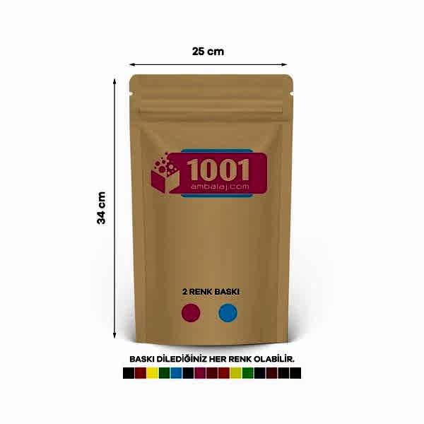 25X34 Cm 2 Baskılı Kraft Renkli Tek Taraf İki Renk Doypack Torba 1500 Gr /36/