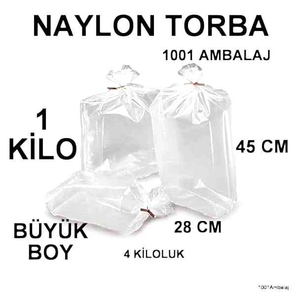 Naylon Torba 28X45 Cm (4 Kiloluk) Bakkaliye Torbası 1 Kilo