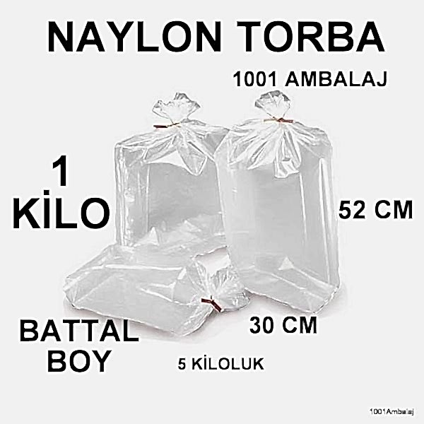 Naylon Torba 30X52 Cm (5 Kiloluk) Bakkaliye Torbası 1 Kilo