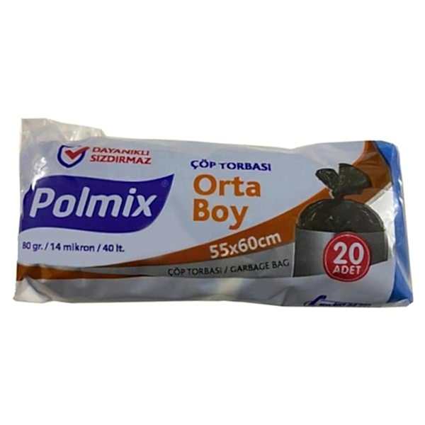 Çöp Torbası Polmix Orta Boy 80 Gram 55X60 Mavi 1 Paket