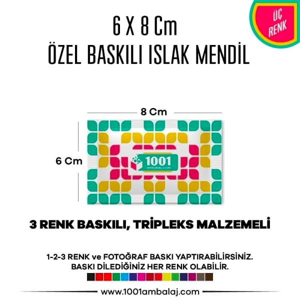 6X8 Cm 1-2-3 Renk Ve Fotoğraf Baskılı İslak Mendil Beyaz (Tripleks Malzeme)
