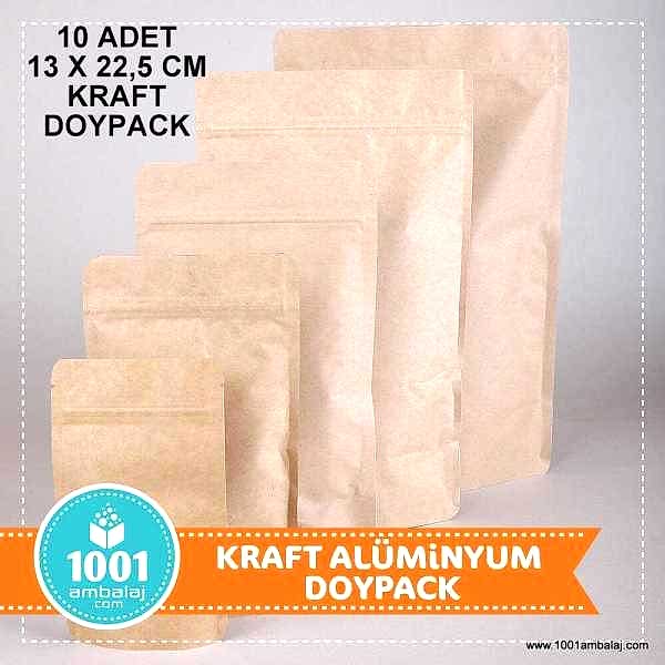 13X22,5 Cm Kraft * 10 Adet * Kilitli Doypack Torba 250 Gr /31/