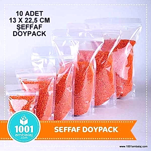 13X22,5 Cm Şeffaf * 10 Adet * Kilitli Doypack Torba 250 Gr /72/