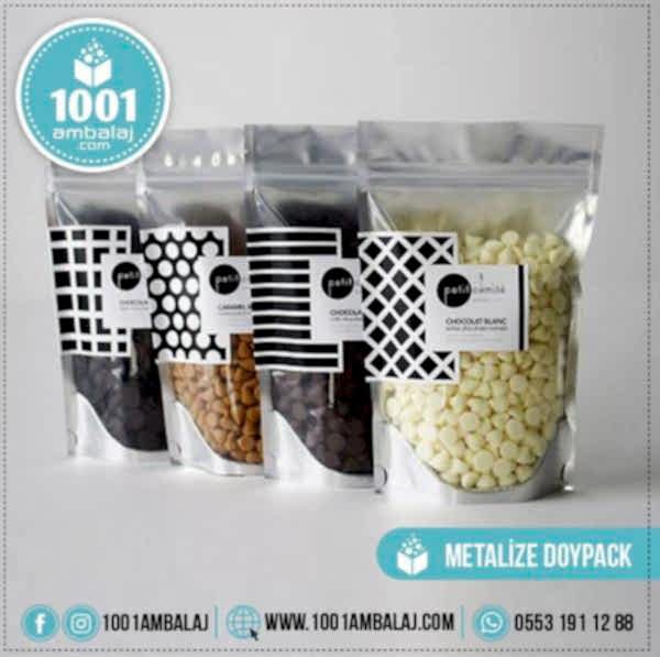 20X30 Cm 4 Baskılı Ön Şeffaf Arka Metalize Renkli İki Taraf İki Renk Doypack Torba 1000 Gr /60/
